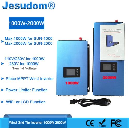 Wind Grid Tie Inverter 1000W 2000W with Dump Load Resistor MPPT Pure Sine Wave.Limiter Wifi Function Optional for Wind Turbines