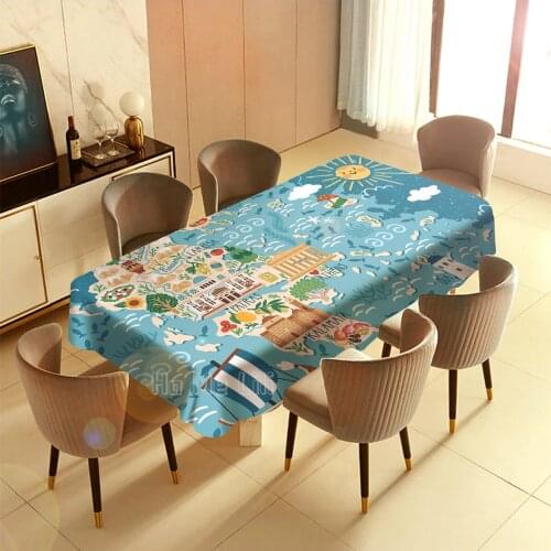 Map Of Greek Beach Tablecloth Indoor Outdoor Art Decor