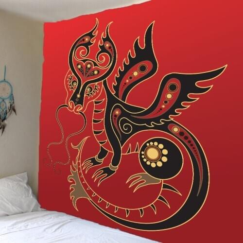 Chinese Zodiac Dragon Tapestry Red Wall Hanging New Arrival 2021 Large Wall Blanket