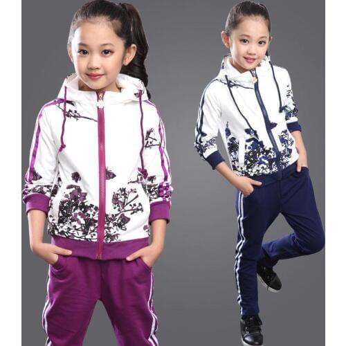 Clothing Set Girls Clothes Jacket Floral Zipper Kids Hoodies Pants Kids Tracksuit For Girls Clothing Sets Sport Suit 2021 Spring
