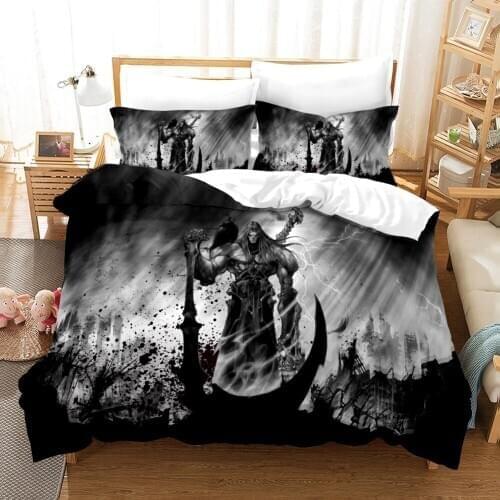 Grim Reaper Bedding Sets Halloween Skull Duvet Cover for Adults Comforter Black Bed Set Queen King Size 3D Printed Bed Linens