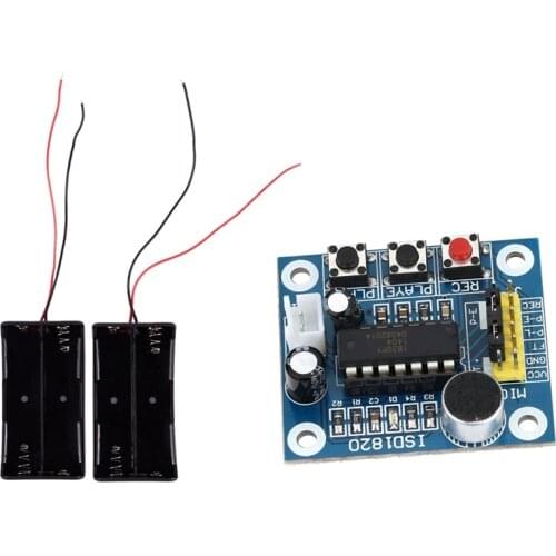 Top Deals 2Pcs Black 2 x 18650 3.7V Battery Holder Case Box & 1set ISD1820 Sound Voice Recording Playback Module