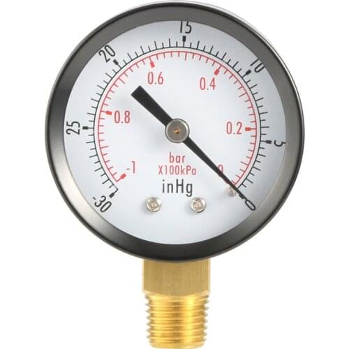 Vacuum Manometer Mini Dial Portable Dual Scale Dial Gauge 1/4" NPT -30HG/0PS Vacuum Pressure Meter 2" Dial Digital Display Gauge
