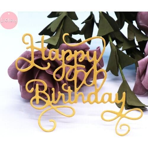 Happy Birthday Words Metal Cutting Dies for Scrapbooking Album Cards Making Crafts Embossing Stencil Stamps Slimline Dies 2020