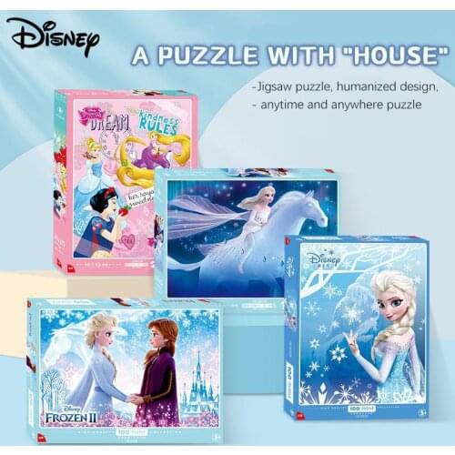 Disney Frozen Sofia Princess Mickey 2-In-1 Cartoon Paper Puzzle Antistress Kids Funny Early Educational Toy Gift For Girls Boys
