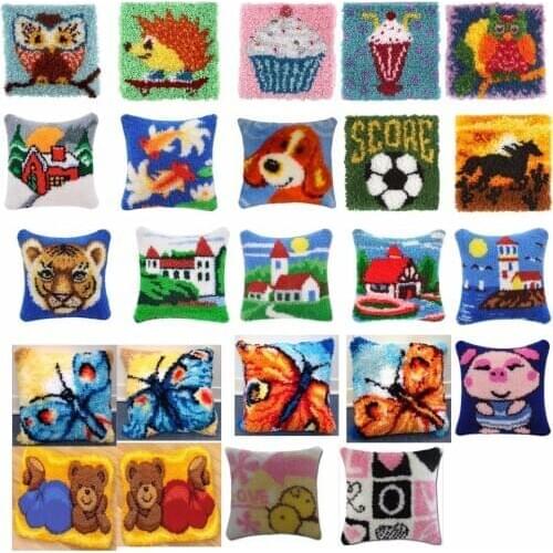 TH butterfly Cushion Latch Hook Kit Pillow Mat DIY Craft Flower 42CM 42CM Cross Stitch Needlework Crocheting Cushion Embroidery