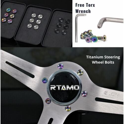 6PCS Titanium Steering Wheel Bolts Kit M5X15 Torx Head Screws with Wrench Fit Steering Wheel MOMO/NARDI Works Bell Boss Kit