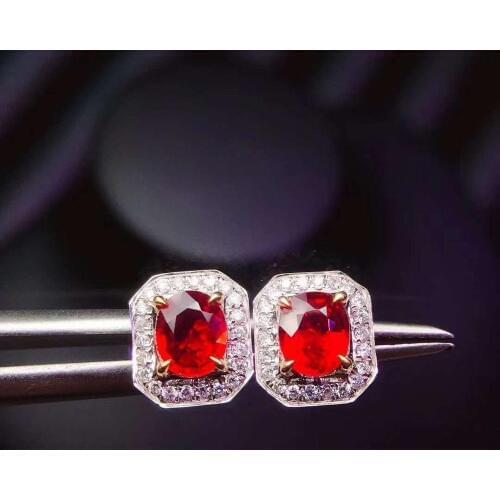 Natural Real Ruby Earring Real 925 Silver sterling Fine Charm Jewelry for Women Earring