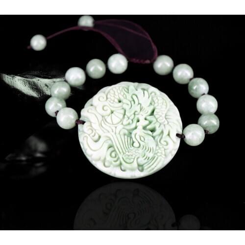 Jade Dragon Phoenix Bracelet Jewellery Charm Fashion Jadeite Amulet Green Gifts Natural Bangle