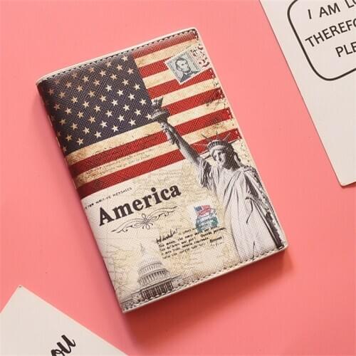 2021 USA Style Travel Passport Holder PU Leather Passport Cover With Credit Card Holder Air Ticket Holder Drop Shipping