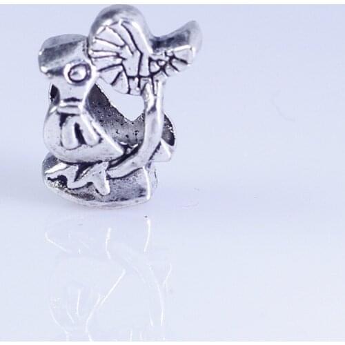 Wholesale 35pcs silver plated bird beads Big Hole Beads Fit style European Bracelet hole 4.5mm
