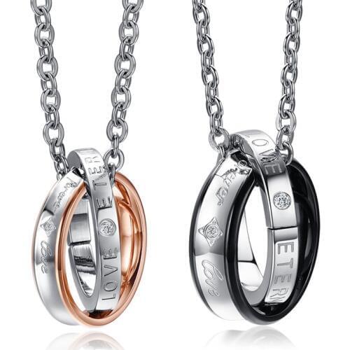 Couple Necklace 316L Stainless Steel Lovers Necklace Fashion Jewelry Romantic Lovers Pendant Necklaces