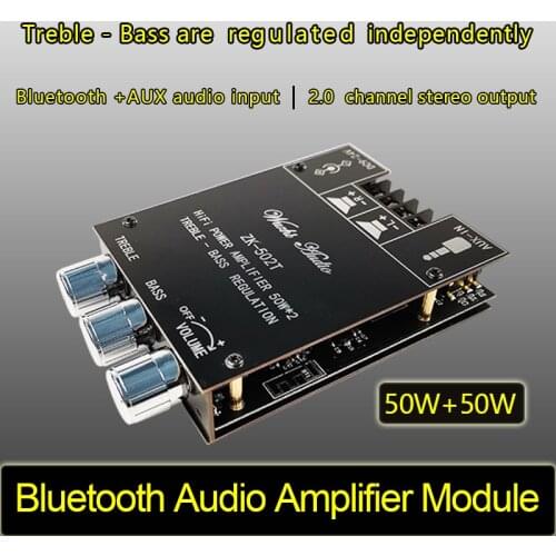 ZK-502T TPA3116D2 Bluetooth-compatible 5.0 Subwoofer Amplifier Board 2.0 Channel High Power Audio Stereo 2*50W Bass AMP
