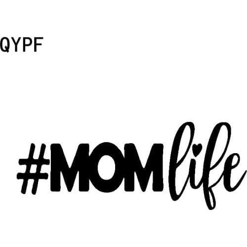 QYPF 16CM*6CM Fashion Hashtag Mom Life Vinyl Retro-reflective Decal Car Sticker Black Silver C15-2875