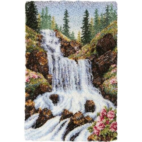 Hobby Crafts Tapestry Landscape Waterfall Latch Hook Rugs Kits for Adults With Printed Pattern Canvas Home Decoration