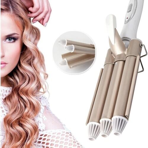 Professional Hair Curler Curling Iron Hair Crimper Iron 3 Barrel Curling Wand Corrugation for Hair Beach Wave Hair Waver