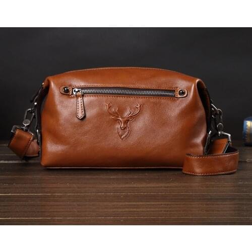 Genuine Leather Clutch Bag Men Cowhide Messenger Bag Fashion Ipad Shoulder Bag Small Messenger Bag Vintage Soft Casual Bags