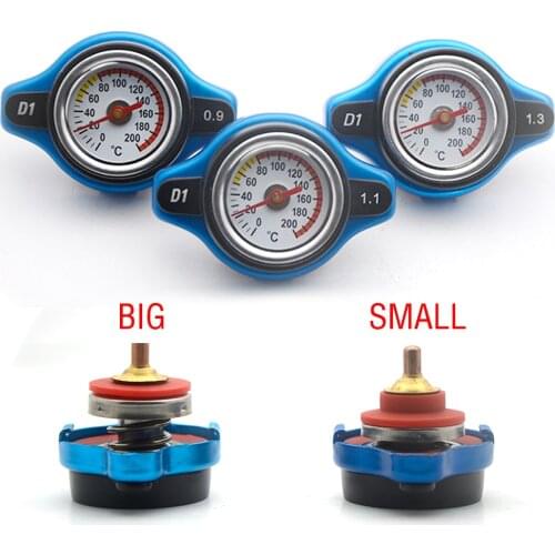 D1 Spec Thermo Radiator Cap Tank Cover Water Temperature Gauge Car with Utility Safe 0.9 Bar/ 1.1 Bar/1.3 Bar