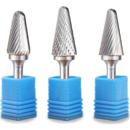 L Shape Carbide Burr 14 Degree Taper Cone Shape with 6mm Shank for Popular Rotary Die Grinder Drill Double Single Cut File