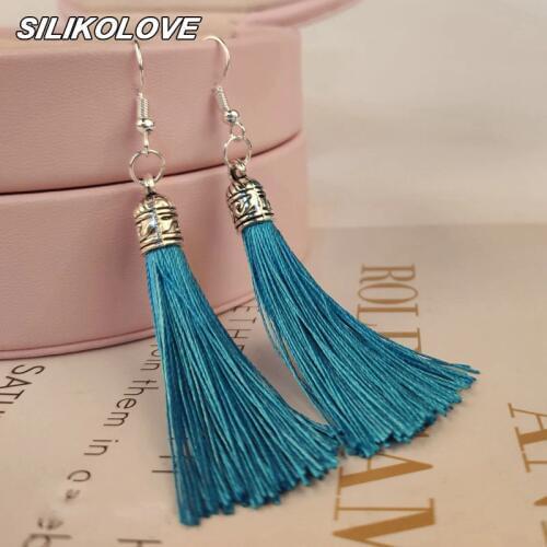 Vintage Ethnic Long Tassel Earring Geometric Multicolor Bohemia Hanging Dangle Drop Earrings For Women Party Jewelry Accessories