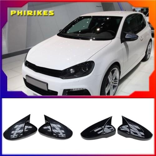 High Quality For VW Volkswagen Passat B7 Scirocco Beetle CC Eos JETTA MK6 Carbon fiber pattern Replacement Rearview Mirror Cover