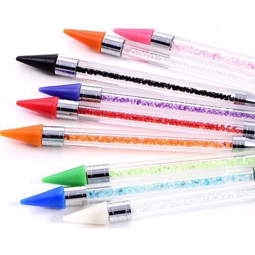 High Quality Colorful Crystal Pick Up Pencil Nail Art Rhinestones Picking Up Tools DIY Clothes Beads Picker Diamond Pencil B1287
