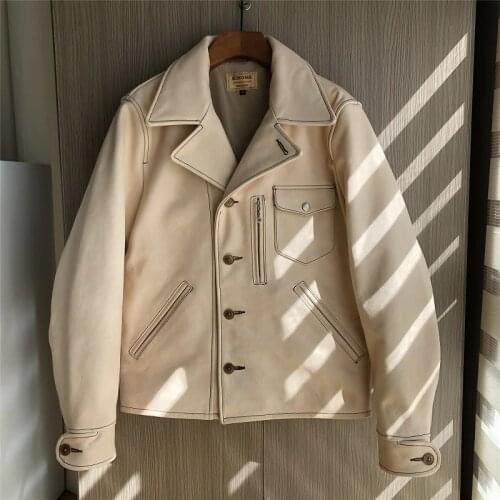 YR!Free shipping.Heavy quality Primary genuine leather jacket.1.3mm thick Italy cowhide clothes.Us classic Rider leather coat