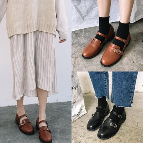 Women Shoes Lady Students Girl JK Uniform Shoes Monk Straps Shoes Block Heels Mary Jane Femals Casual Shoes