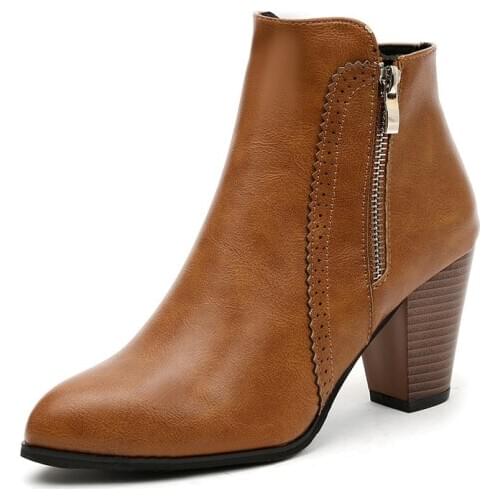 2020 Spring Autumn High Heel Ankle Boots Women Martens Short Boots High Heels Woman Martin Shoes Botas Muje Big Size 35-43