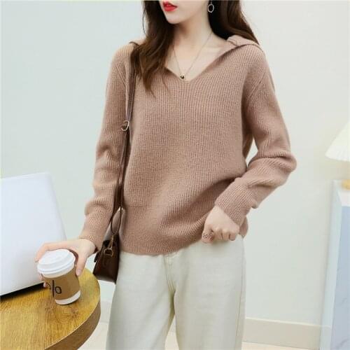 Women Cashmere New Autumn Winter Vintage Half Turtleneck Sweaters Plus Size Loose Wool Knitted Pullovers Female Knitwear Tops
