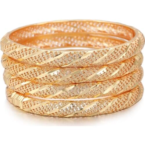4pcs/Lot Gold Bracelet 4-10 Baby Girls Child Dubai Circle Bangles Jewelry Arab Middle Eastern African Fashion Metal Bangle