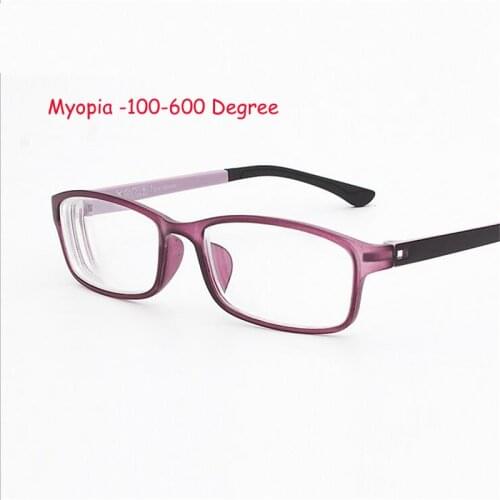 -1 -1.5 -2.0 To -6.0 Ultralight TR90 Finished Myopia Glasses For Unisex Short-sight Eyewear Square Myopic Spectacles With Degree