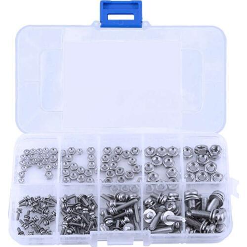160Pcs/Set M2 M2.5 M3 M4 M5 Pan Head Screws Nuts Assortment Kit Stainless Steel Cross Screws Hex Nut Fastener Hardware
