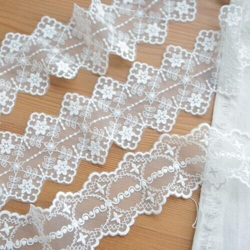 2Meters/lot High-quality white mesh embroidery lace trims High-end dress clothes lace accessories SC123