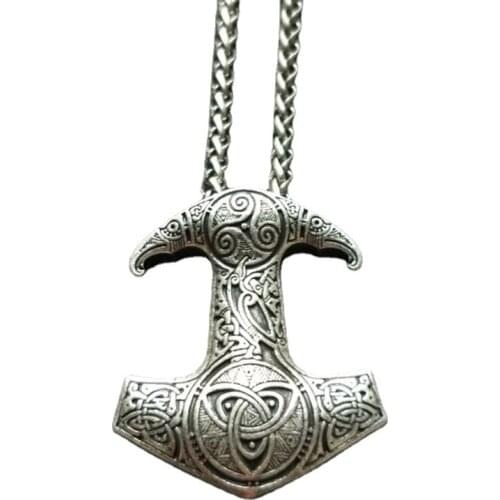 2021 Wholesale Gothic Punk Film and Television Peripheral Viking Nordic Style Crow Pendant Necklace for Men Vintage Jewelry