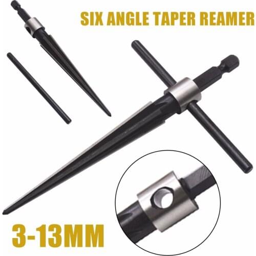 3-13mm T Handle Pin Hole Reamer Tapered Woodworker Cutting Tool Hexagonal Hole Reamer Tapered Chamfer Tool