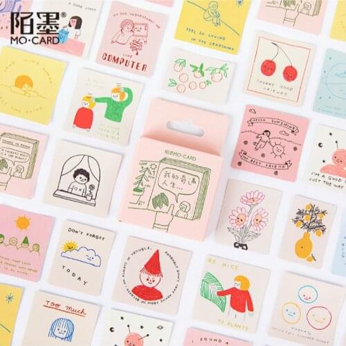 46Pcs/box Cute Stationery Stickers Kawaii School Supplies Decorative Stickers Scrapbooking Diary Diy Seal Journaling Stickers
