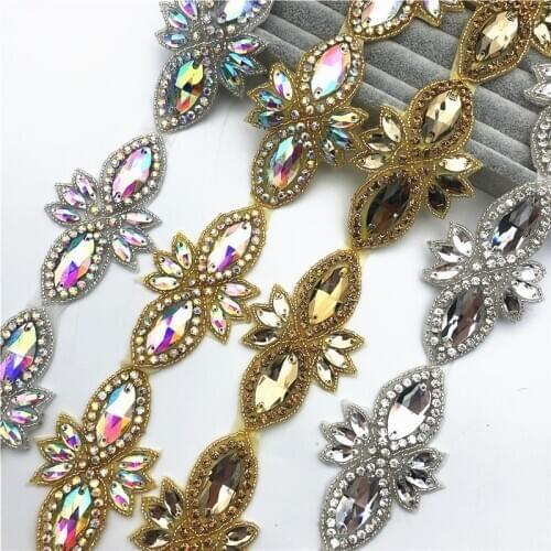 5yards Crystal Motif Strass Hot Fix Rhinestone Tape With Rhinestones applique Iron On Appliques for wedding belt dressing