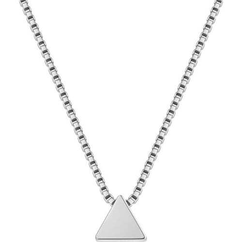 925 Sterling Silver Mini Exquisite Triangle Pendant Box Chain Clavicle Necklace For Women Fashion Wedding Party Charm Jewelry Gi