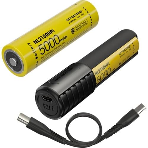 NITECORE F21i 18W USB-C Dual Way Fast Charger + NL2150HPi 21700 Battery 5000mAh 3.6V 18Wh Flashlight battery