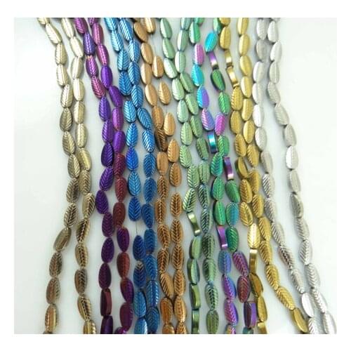 4*7mm Natural Quartz crystal Titanium Multicolored Hematite Gem Leaves Beads making jewelry 16'' H35