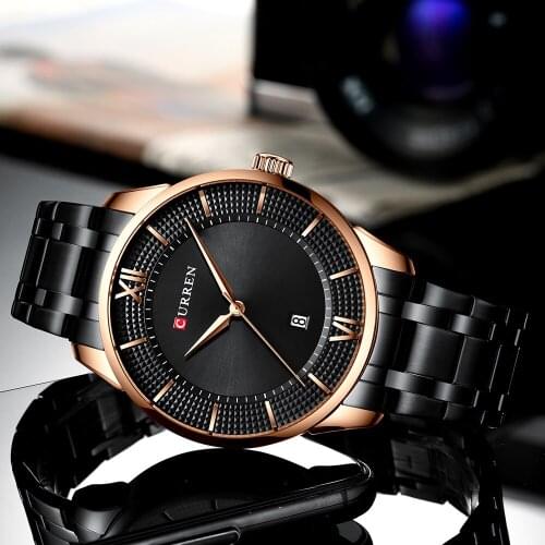 CURREN Top Brand Luxury Mens Watches Fashion Style Quartz Wrist Watch Auto Date Busines Stainless Steel Male Clock Reloj Hombre