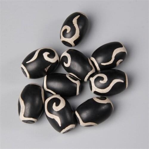 2pcs Black Oval Round Drum Tube Dzi Eye Beads Pendant for Healing Energy Necklace Bracelet Men Women Jewelry Making Accessories