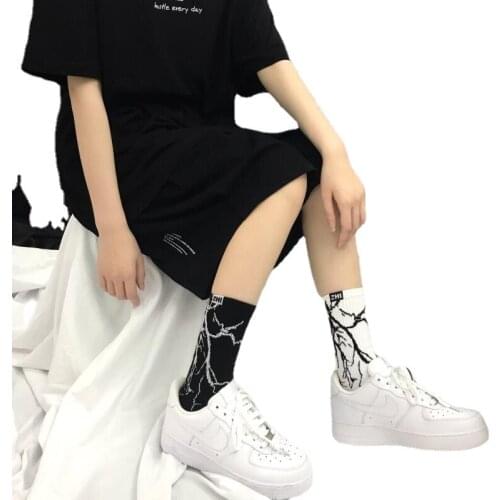 Korean Style Harajuku Skateboard Long Socks Creative Fun Lightning Hip Hop Style Socks Unisex Street Couple Socks