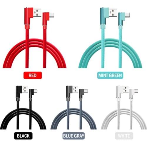 Dual 90 Degree Fast Charging Mobile Phone Cable Type C Port Charging Cord For Samsung Huawei Data Transmission Lines