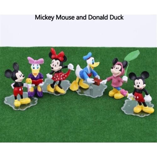 6PCS Disney Cartoon Mickey Minnie Mouse Donald Duck Daisy PVC Action Figure Cake Decoration Kids Birthday Party Gifts Doll Toys