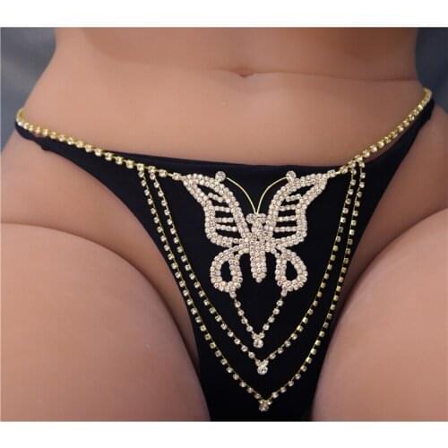 Exclusive Rhinestone Butterfly Belly Waist Chain Belt Jewelry Accessories For Women Crystal Body Chain Waist Dress Body Jewelry