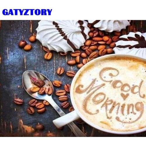 GATYZTORY 40×50cm DIY Diamond Painting Coffee Cup Coffee Beans Full Square Cross Stitch Kits Diamond Picture Rhinestones Home D
