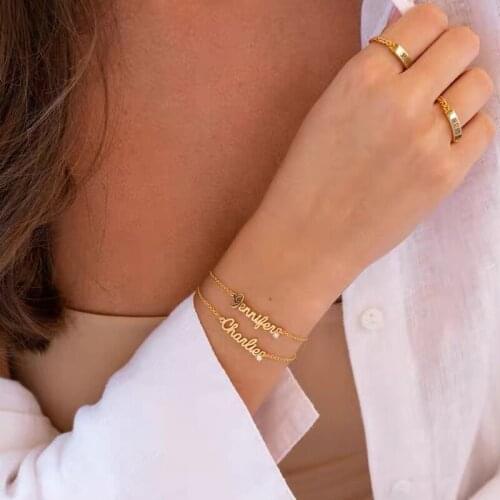 Customized Name Stainless Steel Bracelet Letter Personalized Customized Bracelet Mens and Womens Jewelry Best Gift