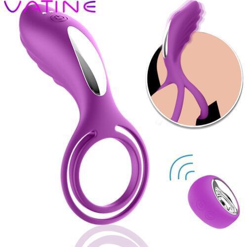 Penis Ring Vibrator Vibrating Cock Rings Clitoris Stimulation Male Delay Ejaculation Sex Toy for Couple Men Adult Products